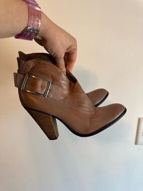 Women's Carlos Brown Leather Buckle Ankle Booties